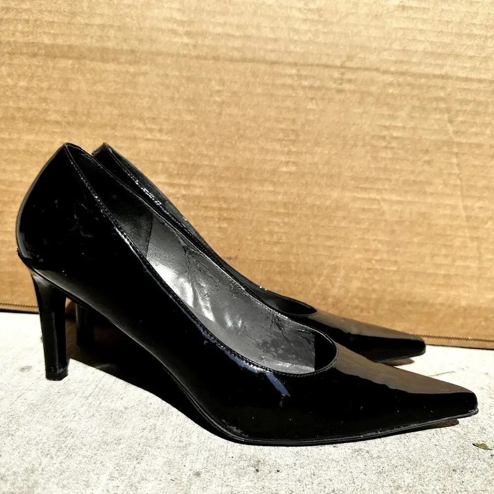 Lauren Ralph Lauren Pumps Heels Patent Leather Pointed Toe Slip On Black 8